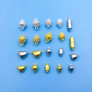 Mix of 20 magnetic jewelry clasps in heart, sphere and cylinder shapes for DIY jewelry making