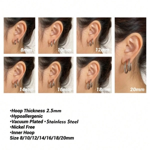 Boucles d'oreilles créoles en acier inoxydable de 8mm à 20mm avec épaisseur 2,5mm
