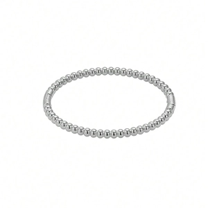 Bracelet jonc à perles argentées polies avec design minimaliste et fermoir à charnière