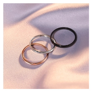 Anillo Liso de Acero de Titanio Minimalista para Mujeres Hombres Pareja Oro Rosa Negro Plata Círculo Pulido Pulsera Apilable Joyería Regalo
