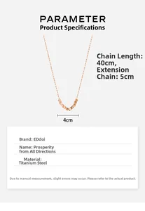 Tableau des tailles détaillé pour collier pendentif carré en acier titane or rose