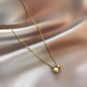 Titanium Staal Gematteerd Dubbele Bol Hanger Halsketting Voor Dames Elegante Slangenketting Goud Roségoud Verguld Sieraden
