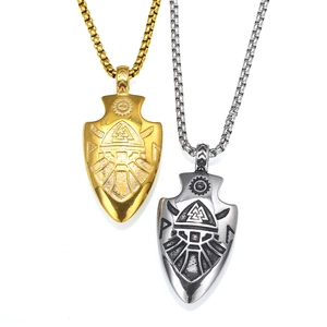 Detailed engraving of Viking Valknut symbol on gold and silver steel arrow pendants