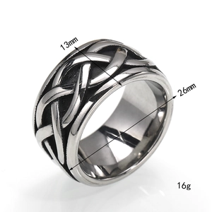 Vintage geflochtener Wikingerring für Herren aus Titanstahl mit antikem Finish