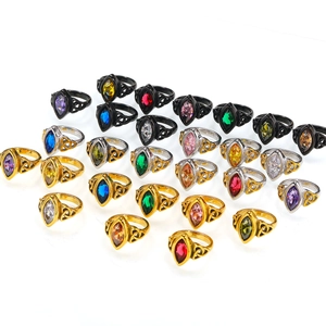 Vintage Men's Stainless Steel Marquise Cut Rhinestone Ring Retro Punk Gothic Celtic Knot Band Fashion Jewelry Gift