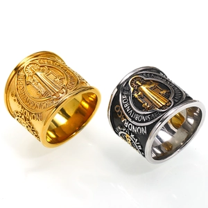 Vintage Edelstahl Sankt Benedikt Kreuz Ringe in Gold und Silber für Herren