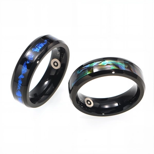 Bague Intelligente Suivi Santé Acier au Titane Incrustation Coquille Fréquence Cardiaque Sommeil Oxygène Bijoux Homme Femme