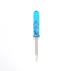 Flat head screwdriver with blue handle for jewelry and stainless steel bracelet repair