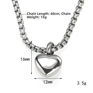 Silberne Herz Parfümflasche Halskette aus Titanstahl mit 60cm langer Kette für Damen