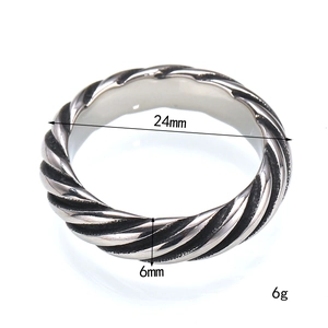 Bague torsadée minimaliste en acier inoxydable avec largeur de 6 mm pour femmes