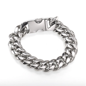 Collier pour chien à mailles cubaines lourdes en acier inoxydable avec boucle