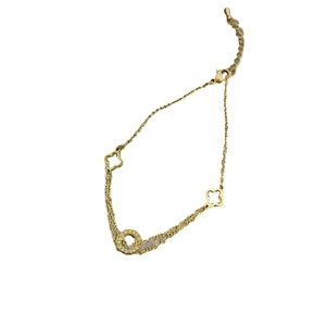 Goldenes Kleeblatt Fußkettchen mit LOVE Anhänger und verstellbarer Kette für Damen