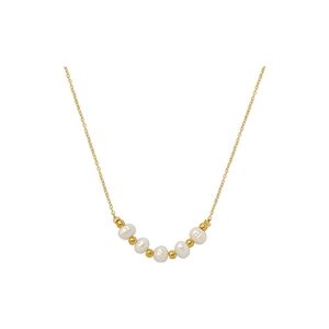 Baroque irregular pearl necklace with gold-plated titanium steel chain for women