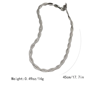 Collana a catena a serpente intrecciata argento in acciaio inossidabile fatta a mano