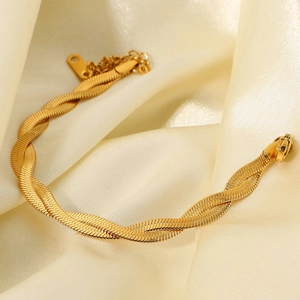 Double Layer Twisted Snake Chain Necklace For Women Minimalist Stainless Steel Gold Silver Plated Handwoven Light Luxury Jewelry