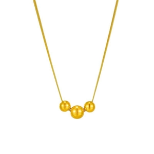 Minimalistische mehrlagige Schlangenkette mit drei polierten goldenen Perlen
