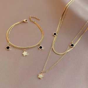 Collana A Strati Con Ciondolo A Stella Lega Placcata Oro Conchiglia Catena A Serpente Gioielli Eleganti Minimalisti Per Donna