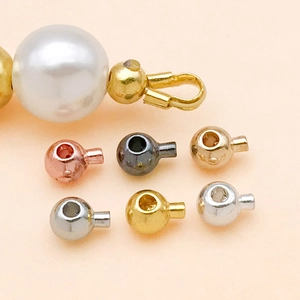 Detail showing 6 colors of round copper crimp beads for DIY jewelry bracelet components