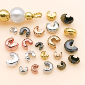 Copper crescent crimp bead covers in multi-colors and sizes for DIY jewelry making