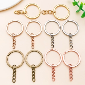 5 colors of 54x30mm flat key rings with 4-link chains for DIY jewelry making accessories