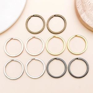 Flat edge 30mm plated iron split rings in five classic metallic colors for DIY keychains