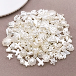 Mix di perle in ABS bianco crema a forma di farfalla, cuore e fiore per gioielli