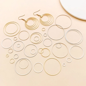 Polished geometric copper circle rings in various sizes for DIY multilayer earring jewelry