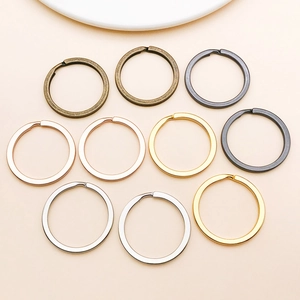 Flat 30mm metal key rings in 5 electroplated colors for DIY jewelry and bag hardware