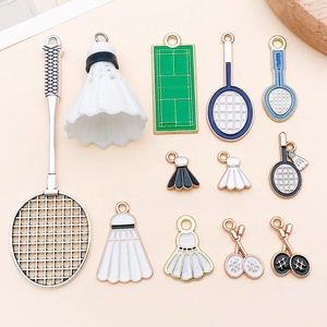 Legierung Emaille Badmintonschläger Federball Charms Set Für DIY Schmuckherstellung Schlüsselanhänger Halskette Anhänger Sport Stil Bastelzubehör