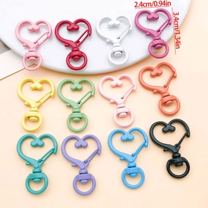 Chiusura a Moschettone a Cuore in Lega di Zinco Verniciata Gancio per Portachiavi per Fai da Te Gioielli Accessori Colorati