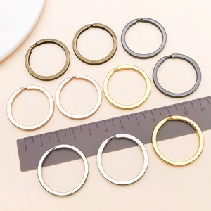 Flat 30mm iron key rings in five metallic plating colors for DIY jewelry making