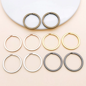 Detailed close-up of 30mm flat metal split rings in five different plated finishes