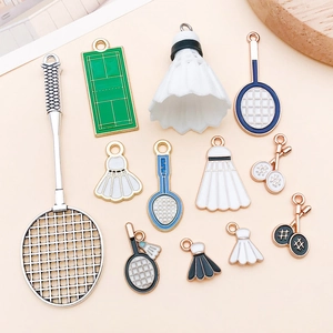 Sortierte Badminton- und Tennisschläger Emaille-Anhänger für DIY-Schmuckherstellung