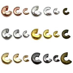 Multiple sizes and colors of C-shape metal crescent jewelry end crimp beads for DIY