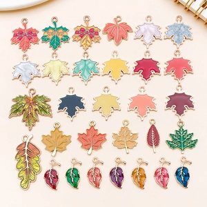 Alloy Drip Oil Enamel Maple Tree Leaf Charms Pendants Set For DIY Jewelry Making Thanksgiving Bracelet Earring Keychains