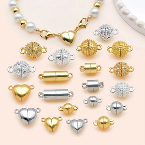 Divers fermoirs magnétiques en forme de cœur et sphère pour la création de bijoux DIY