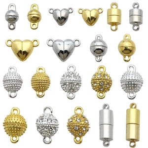 Fermoirs magnétiques dorés et argentés en forme de cœur et cylindre pour bijoux