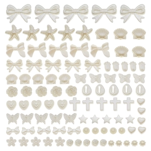 Perline di perle sintetiche ABS bianco crema a forma di cuore e fiori per gioielli fai da te