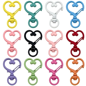 Chiusure a moschettone a forma di cuore in 12 colori assortiti per portachiavi fai-da-te