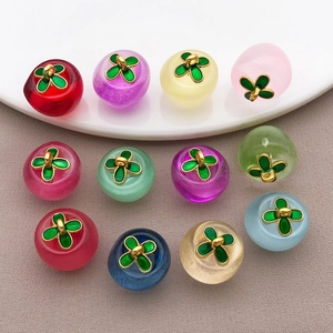 Assorted colorful 3D four-leaf clover apple pendants for DIY jewelry and keychain making