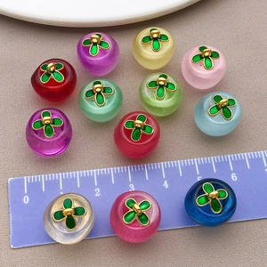 Colorful frosted glass persimmon pendants with gold leaves for jewelry making diy