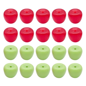 20pcs 13x11mm red and green acrylic apple charms with holes for DIY jewelry making