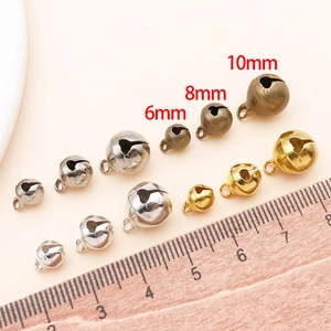 Kupfer Runde Glocke Anhänger 6mm 8mm 10mm Für DIY Schmuckherstellung Zubehör Herz Hohl Metall Glocken Für Haustierhalsband