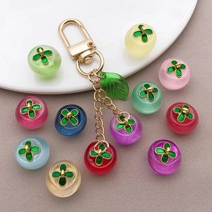 Colorful frosted glass clover apple pendants with gold metal hardware for DIY crafts