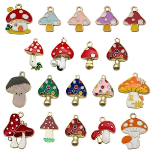 Assorted colorful enamel mushroom charms and houses for DIY jewelry making sets