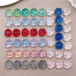 14x12mm Lampwork Glass Rose Camellia Flower Beads Straight Hole Loose Beads For DIY Bracelet Necklace Jewelry Making Accessory