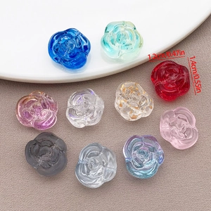 Mix of 14x12mm colorful resin rose flower beads for DIY jewelry making and crafts