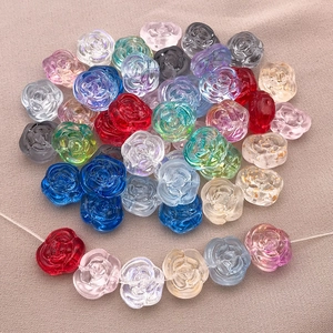 Detailed view of colorful 14mm flower glass beads for DIY bracelet jewelry making
