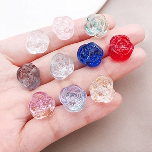 Rose shaped glass beads for DIY jewelry making in multiple colors and floral design