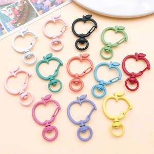 Colorful apple-shaped zinc alloy lobster clasps in 12 assorted macaron colors
